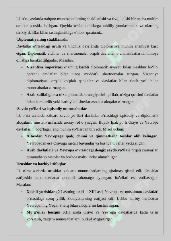 Ilk o‘rta asrlarda xalqaro munosabatlar 3