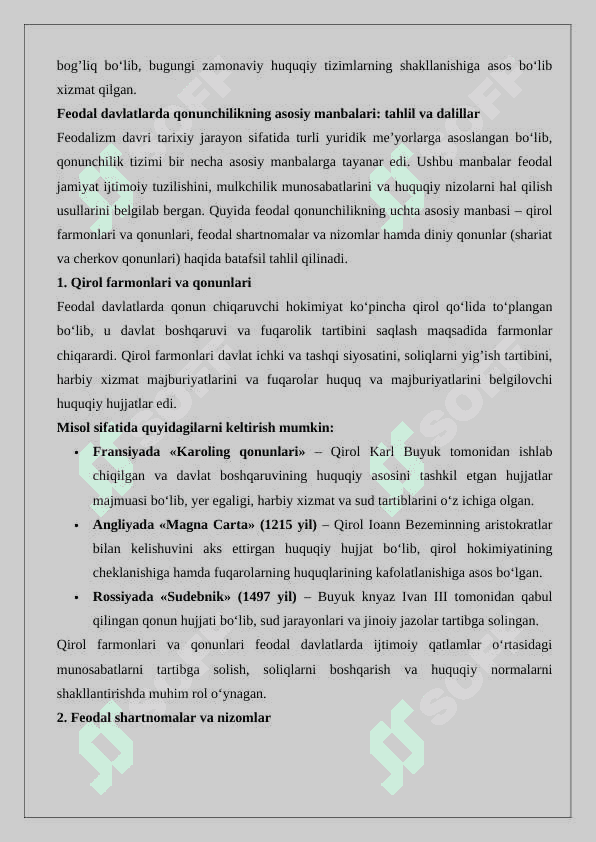 Rivojlangan o‘rta asrlarda qonunchilik munosabatlari 7