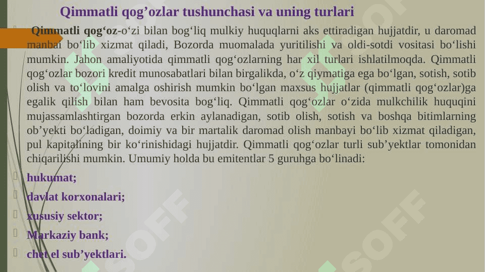 Qimmatli qog'ozlar bozori 4