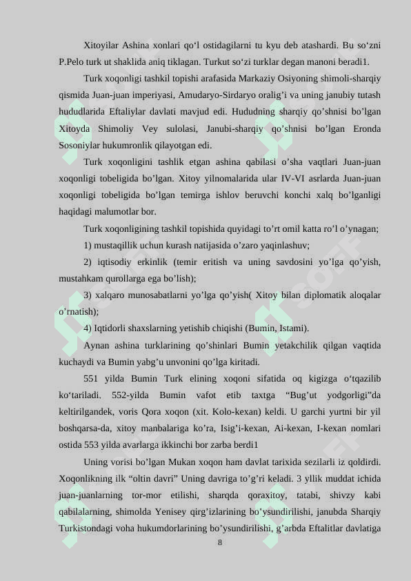 O'rta Osiyo xalqlari Turk xoqonligi davrida 8