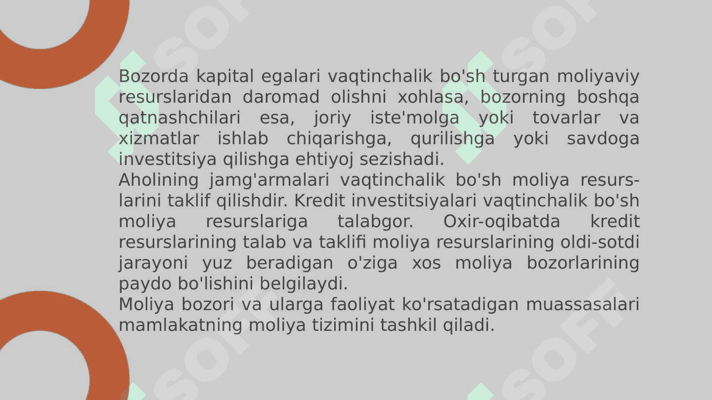Moliya bozorining bozor muhitidagi o'rni 5