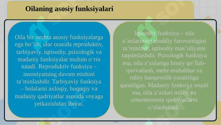 Oiladagi rollar taqsimoti va rolli tuzilishi SLAYD 7