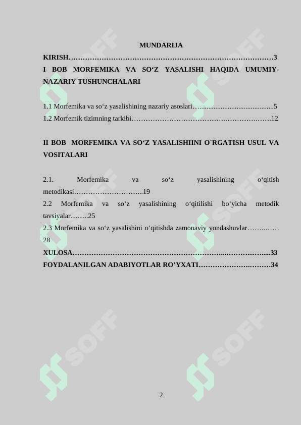MORFEMIKA VA SO‘Z YASALISHINI O‘QITISH METODIKASI 2