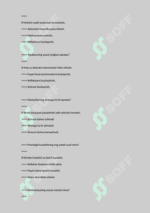 Test Umumiy psixologiya 2