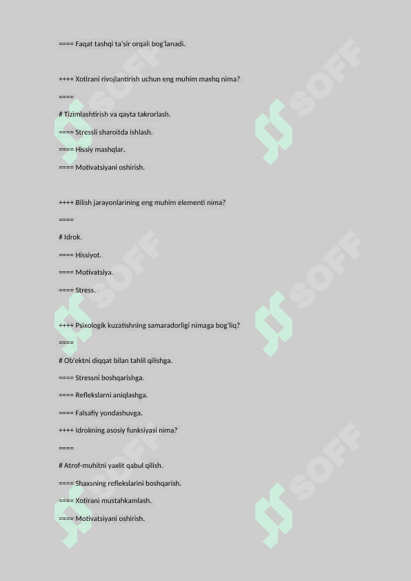 Test Umumiy psixologiya 5