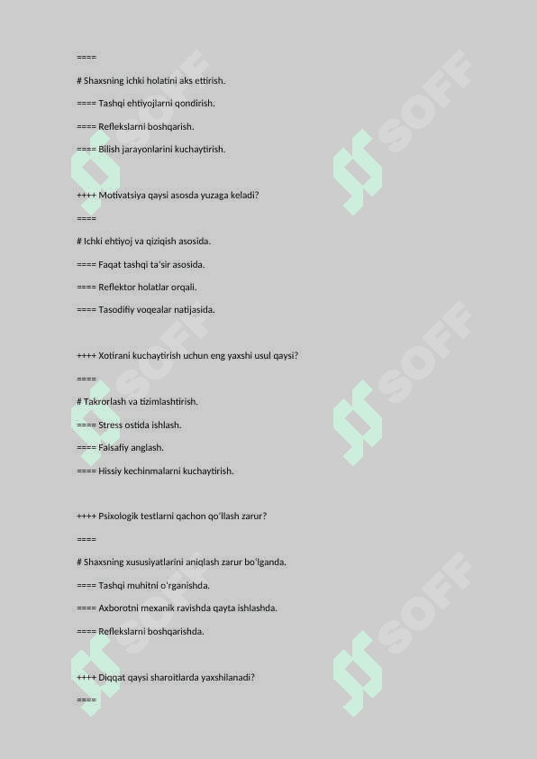 Test Umumiy psixologiya 7