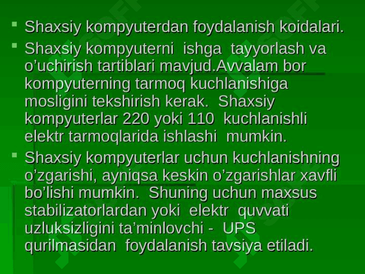 Komputerning qo’shimcha qurilmalari va        vazifalari 4
