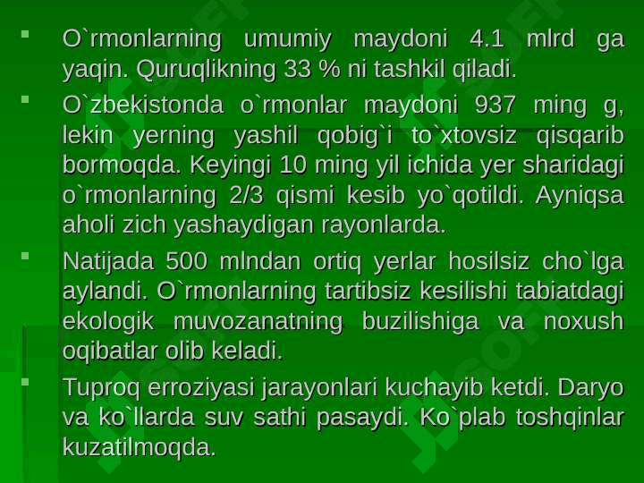 O`simliklar dunyosining ekologik fuksiyasi 8