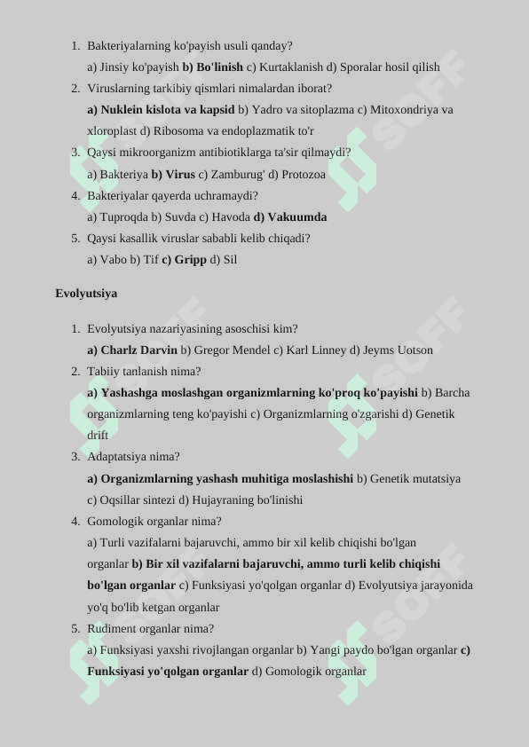 biologiyasi TEST 4