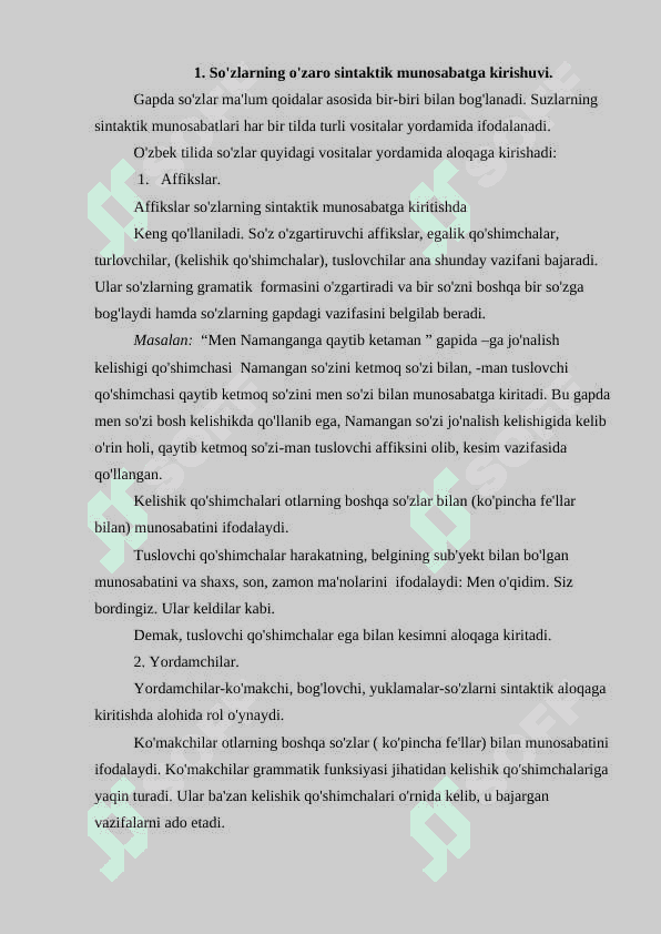 Gapda so'zlarning o'zaro bog'lanishi. So'z brikmasi 2