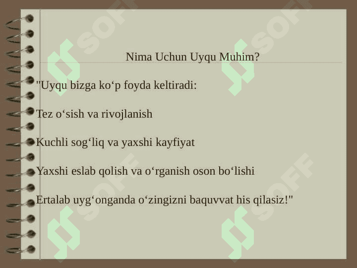 Uyqu va dam olish gigiyenasi 3