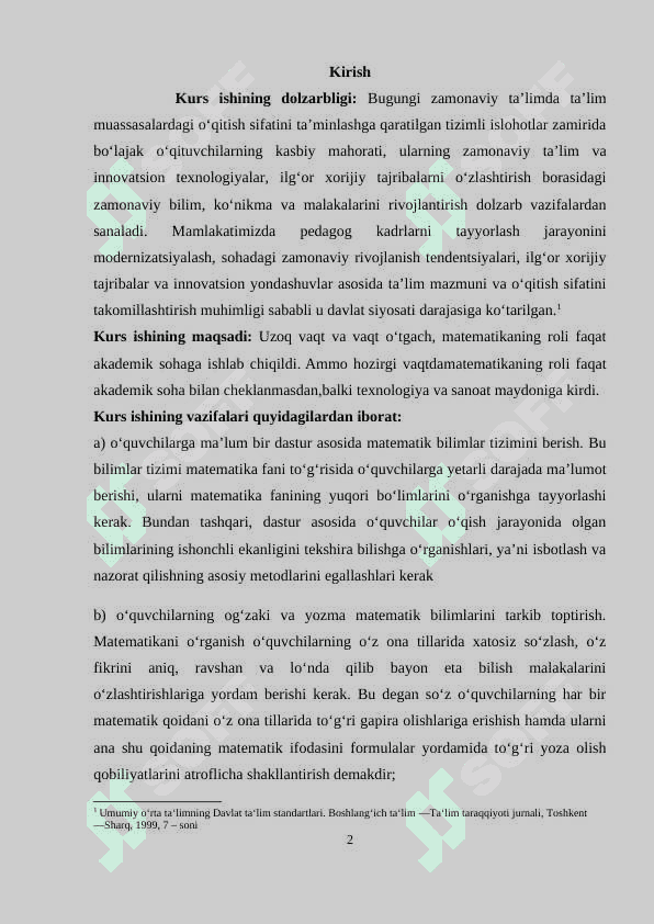 BOSHLANG‘ICH SINFLARDA MATEMATIKA O‘QITISHDA KOMPETENSIYAVIY YONDASHUV 2