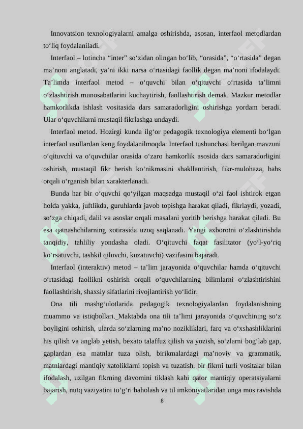 Boshlang‘ich sinflarda ona tili va o‘qish savodxonligi darslarida maqol va topishmoqlardan foydalanish 8
