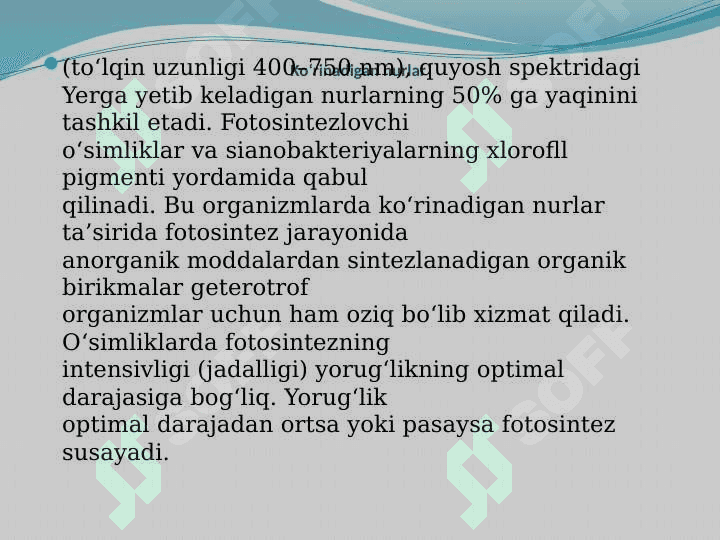 Yorug‘lik muhitning abiotik omili 5