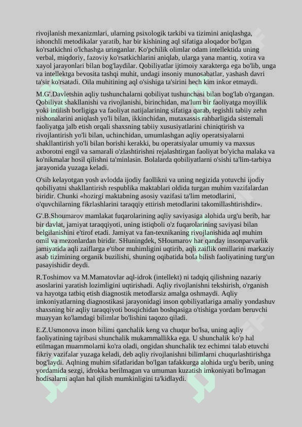 Aqliy harakatlar va intelektual faollikning egallanishi 5