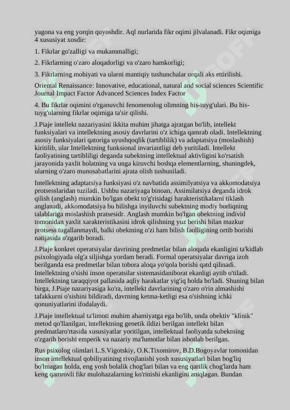 Aqliy harakatlar va intelektual faollikning egallanishi 8
