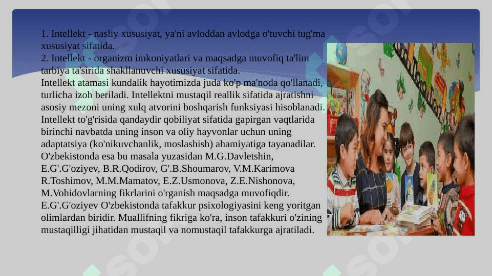 Aqliy harakatlar va intelektual faollikning egallanishi 4