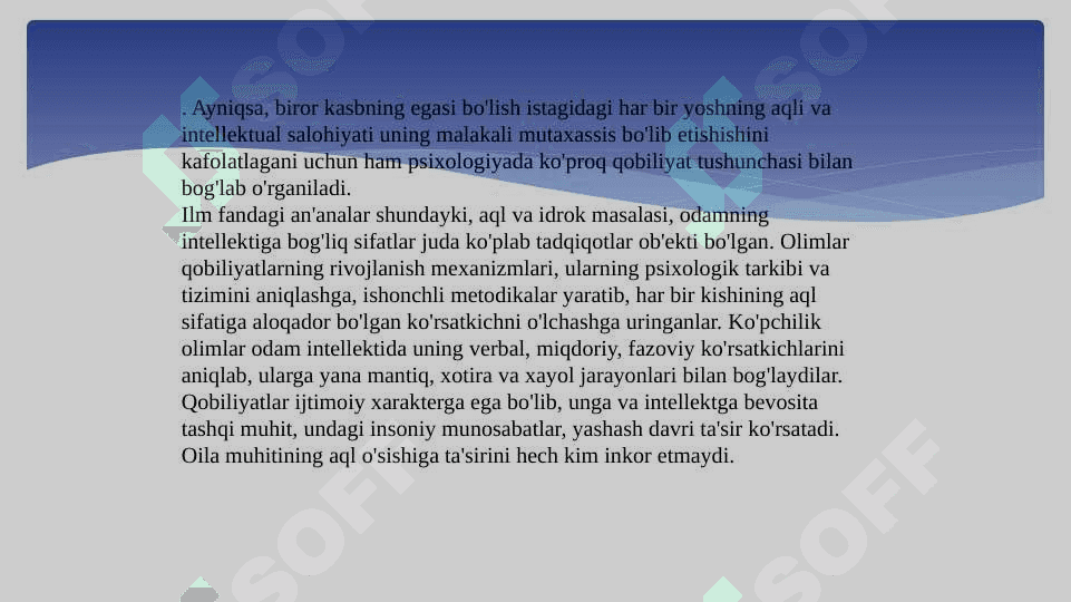 Aqliy harakatlar va intelektual faollikning egallanishi 8