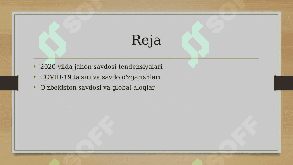 2020 yilgi jahon tashqi savdosi va uning dinamikasi 2