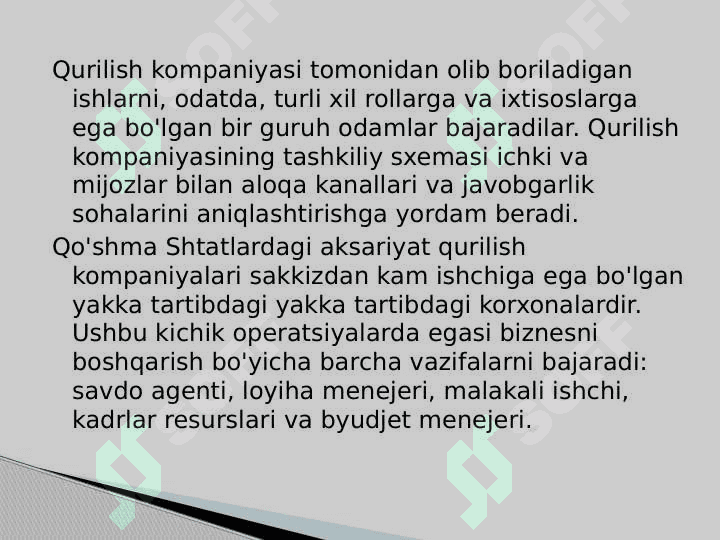 Qurilish kompaniyasining boshqaruv tuzilishi 3