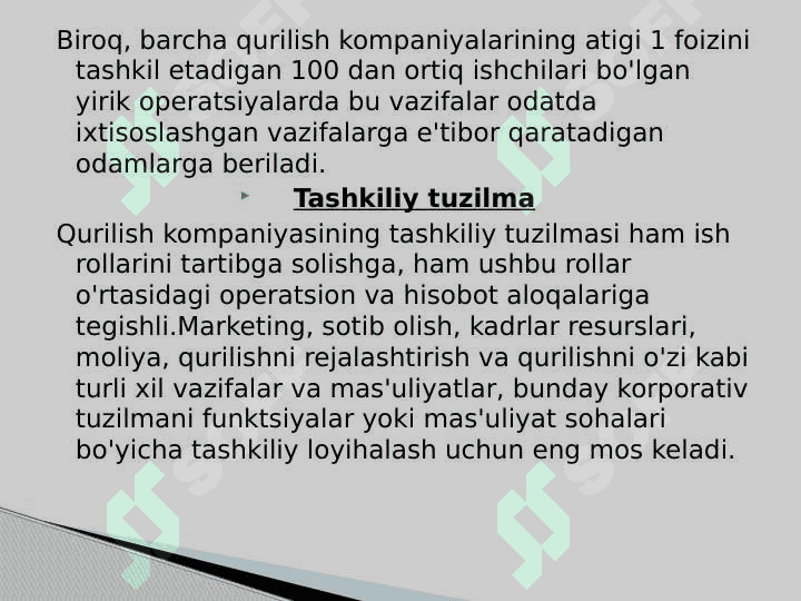 Qurilish kompaniyasining boshqaruv tuzilishi 4