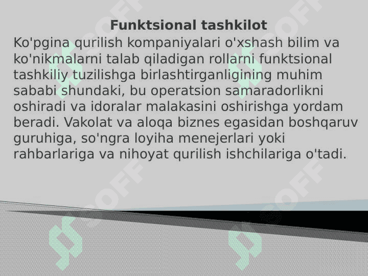 Qurilish kompaniyasining boshqaruv tuzilishi 5