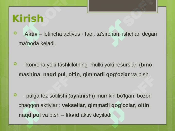 Aktivlar va moliyaviy vositalar 8