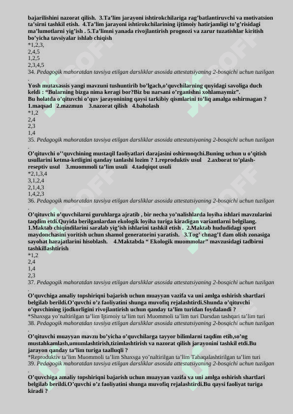 PEDAGOGIK ATTESTATSIYA SAVOLLARI 5