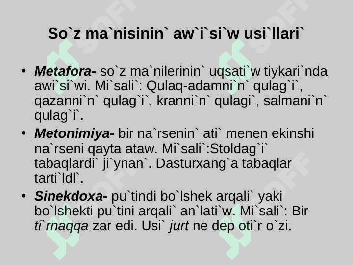 Bir ma`nili ha`m ko`p ma`nili so`zler 4