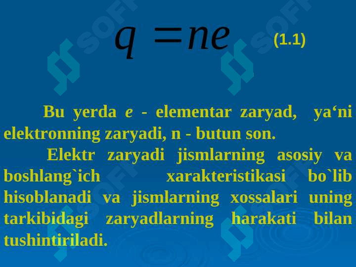 Elektr zaryadining saqlanish qonuni. Kulon qonuni. Gauss teoremasi va uning tadbiqlari 5