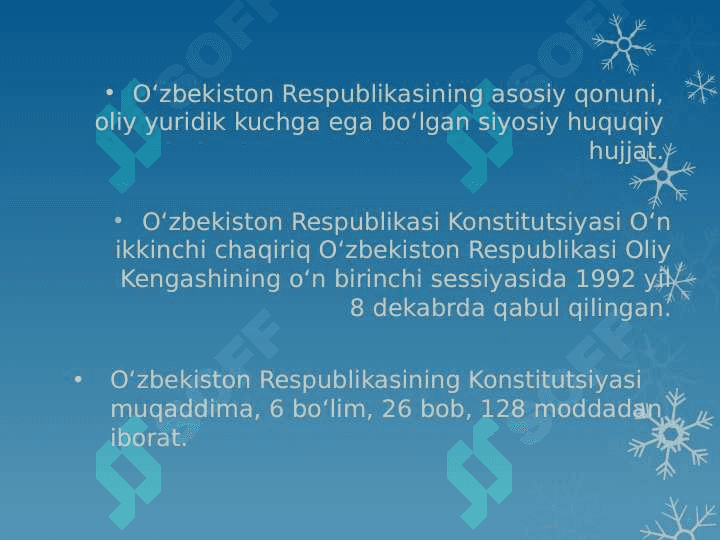 O'zbekiston Respublikasining konstitutsiyasi 2