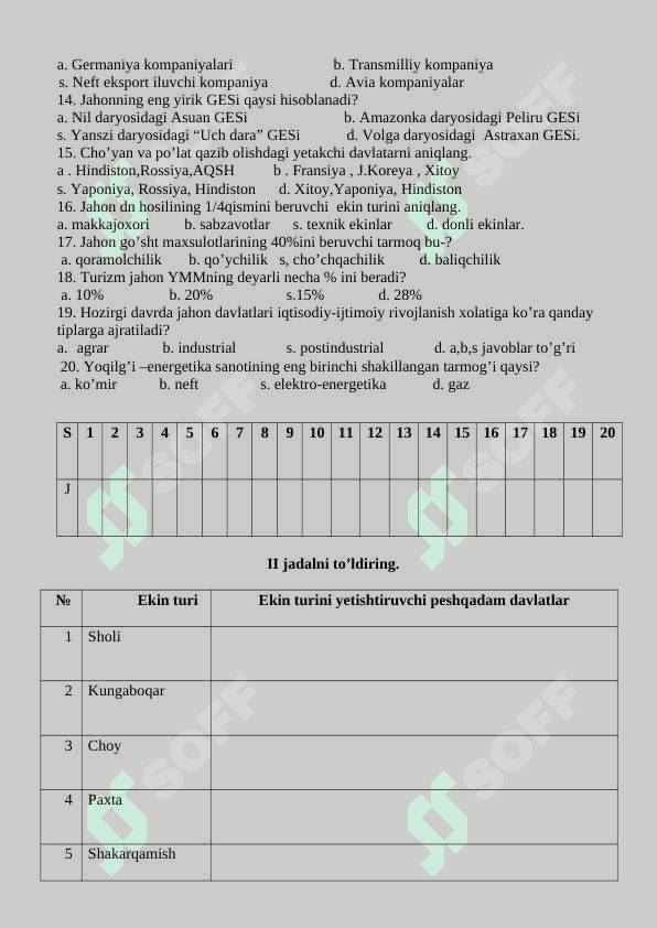 9-sinf geografiya nazorat ishi 7