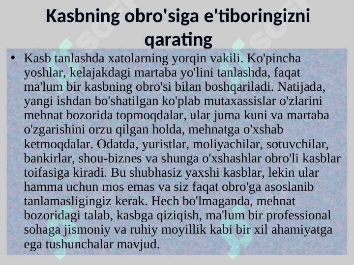 Kasb tanlashda uchraydigan xatoliklarni oldini olish omillari 3