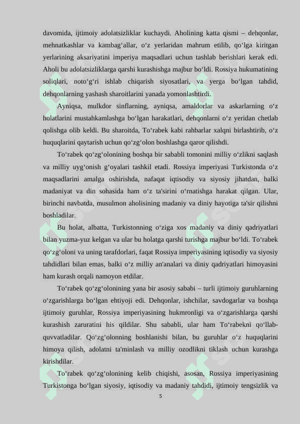 TURKISTON MUSTAQILLIGI UCHUN KURASH TO‘RABEK VA BOBOBEK QO‘ZG‘OLONI. 5