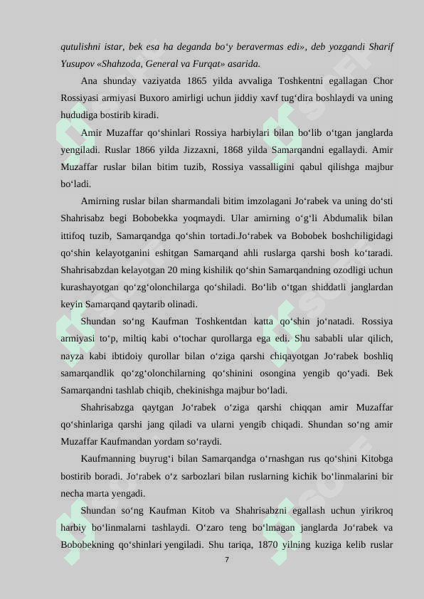 TURKISTON MUSTAQILLIGI UCHUN KURASH TO‘RABEK VA BOBOBEK QO‘ZG‘OLONI. 7