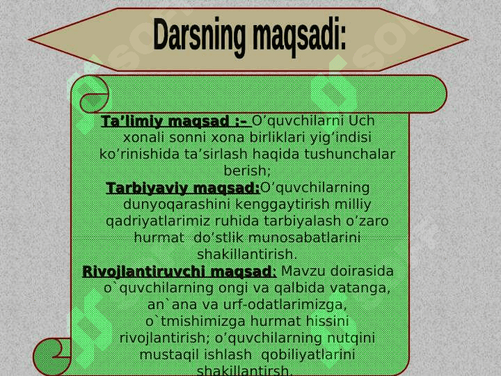 Uch xonali sonni xona birliklari yig’indisi ko’rinishida ta’svirlash 3