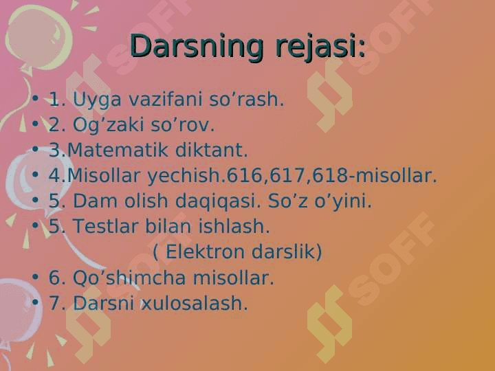 KASRLARNI QISQARTIRISHGA DOIR MISOLLAR YECHISH. 5