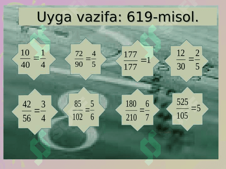 KASRLARNI QISQARTIRISHGA DOIR MISOLLAR YECHISH. 6