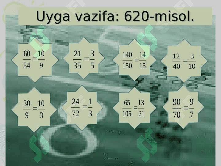 KASRLARNI QISQARTIRISHGA DOIR MISOLLAR YECHISH. 7