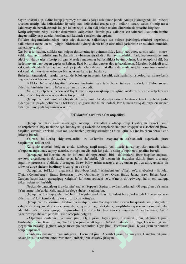 Fol`klor haqqinda uliwma tu`sinik 6