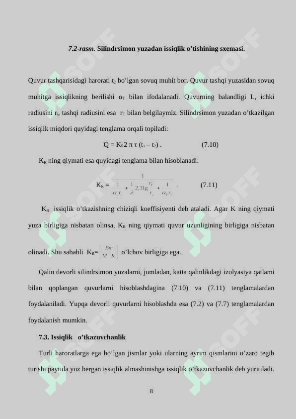 ISSIQLIK O’TKAZISH ASOSLARI 8