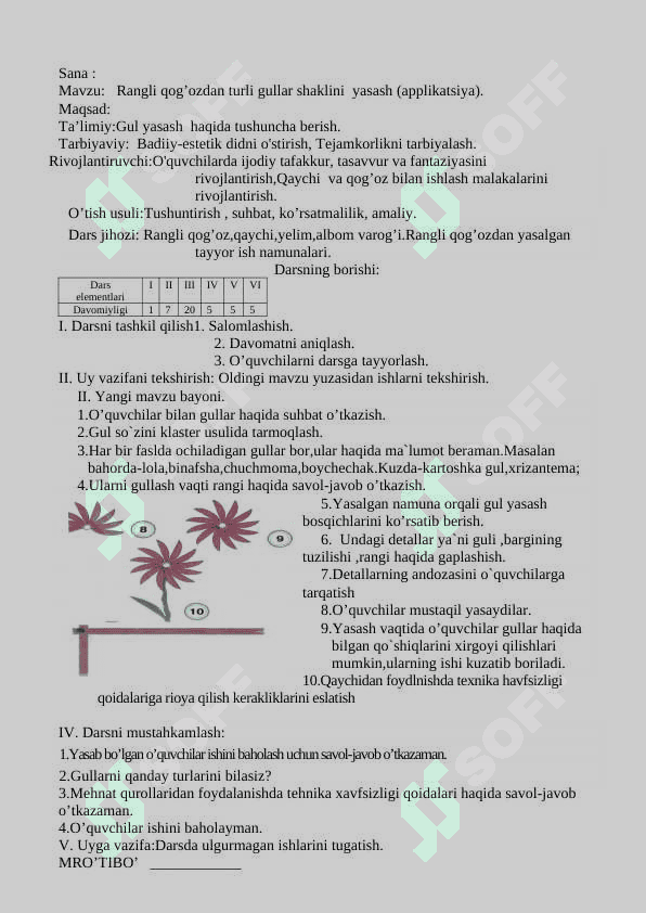 2-sinf Texnologiya dars ishlanma 2