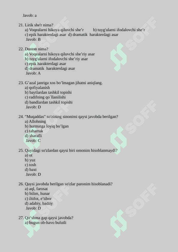 ONA TILI VA ADABIYOTDAN 100 TA TEST 3