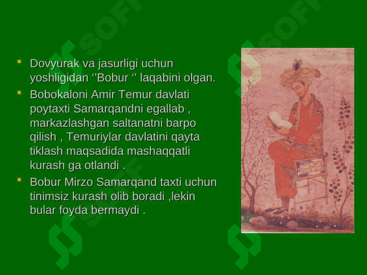Shoh va shoir Z.M. Bobur hayoti va ijodi 4