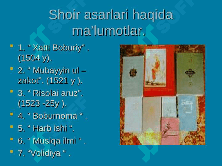 Shoh va shoir Z.M. Bobur hayoti va ijodi 7