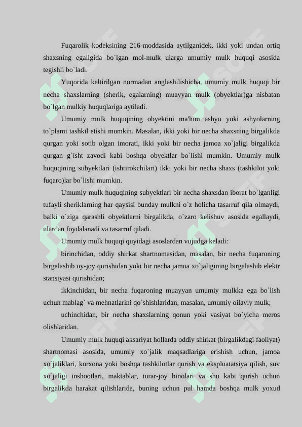 Umumiy mulk huquqi 2