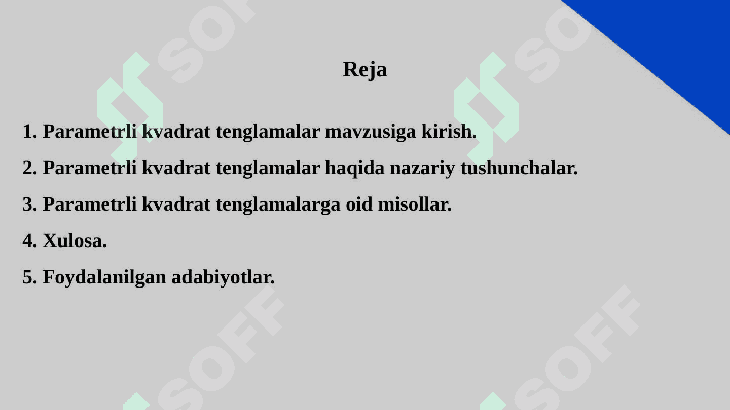 Parametrik kvadrat tenglamalar 2