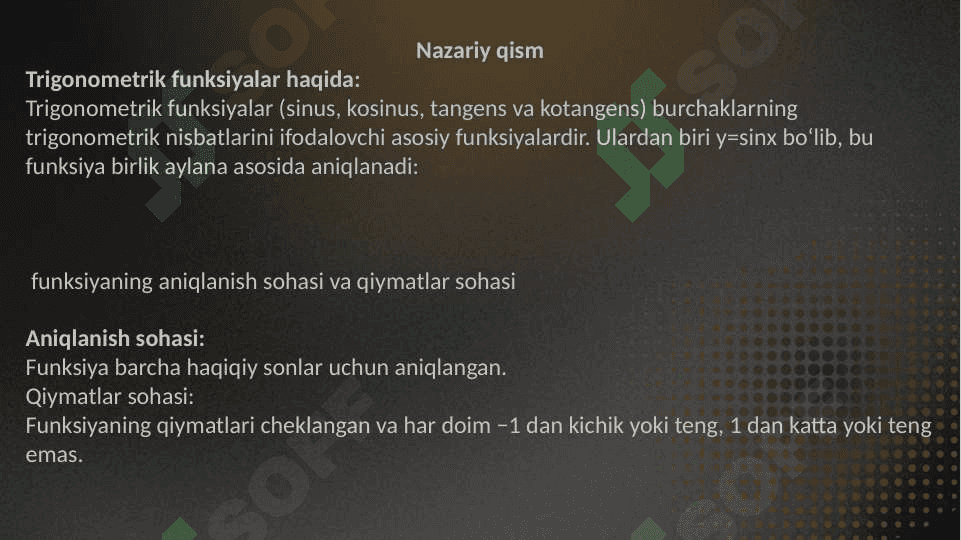 y=sinx funksiyasi va unig xossalari 4