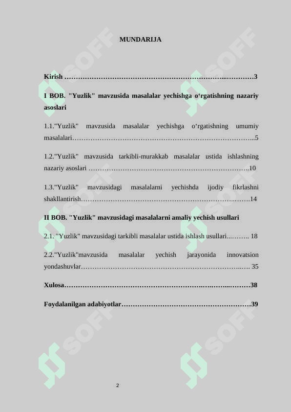 Yuzlik mavzusida masalalar ustida ishlash metodikasi. 2