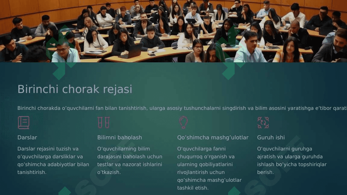 Fan bo’yicha o’quv-tarbiyaviy ishlarning taqvimiy rejasi 4